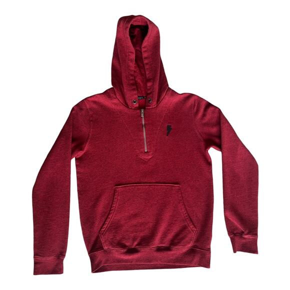 IKKS SWEAT JACKET RED WITH HOUNDSTOOTH GUITAR LOGO ON BACK BOYS 14-16 - Picture 8 of 15